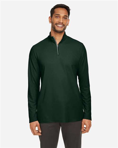 Left View of Forest Men's Fusion ChromaSoft™ Pique Quarter-Zip Pullover - CE405