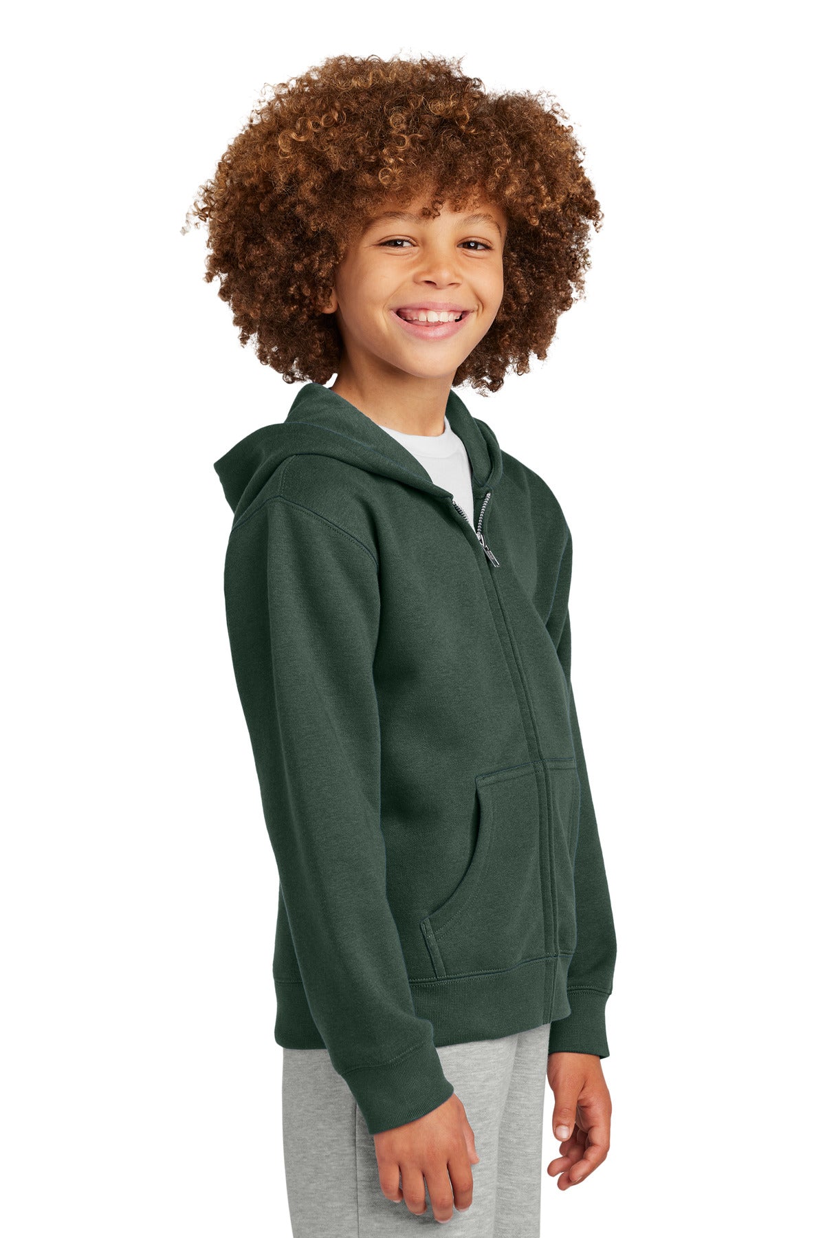 ForestGrn District Youth V.I.T. Fleece Full-Zip Hoodie DT6102Y
