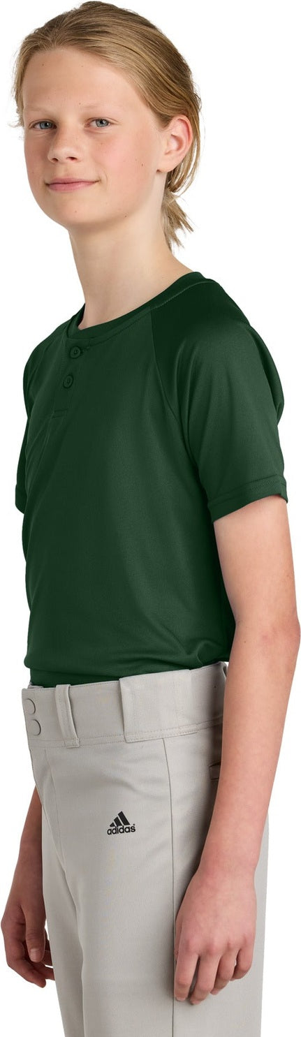 ForestGrn Sport-Tek Youth PosiCharge Competitor 2-Button Henley YST359