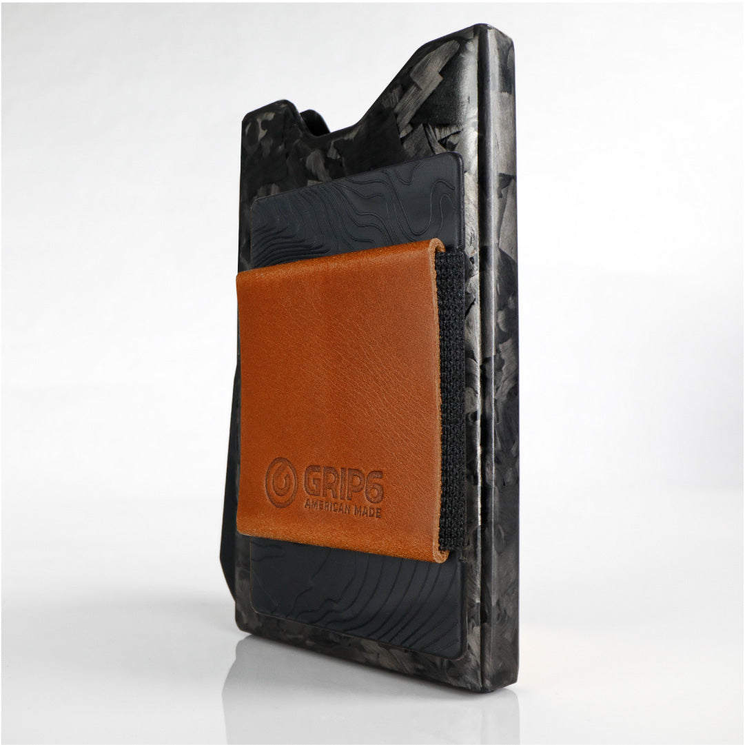 Forged Carbon Fiber Wallet - no Loop / Brown Money Band