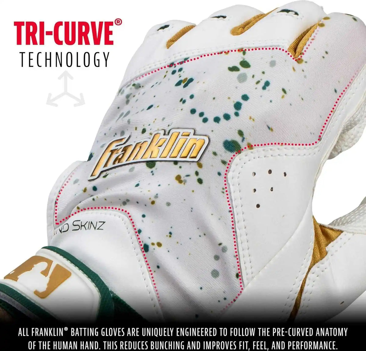 Franklin 2nd-skinz Adult Batting Gloves - White Forest Green