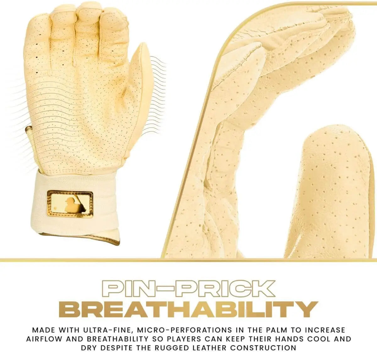 Franklin Adult Infinite Powerstrap Batting Gloves - Vanilla Gold