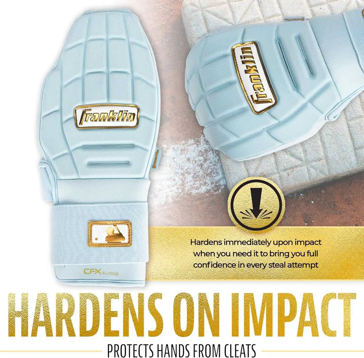 Franklin Cfx Prt Protective Sliding Mitt - Columbia Blue Gold - Youth