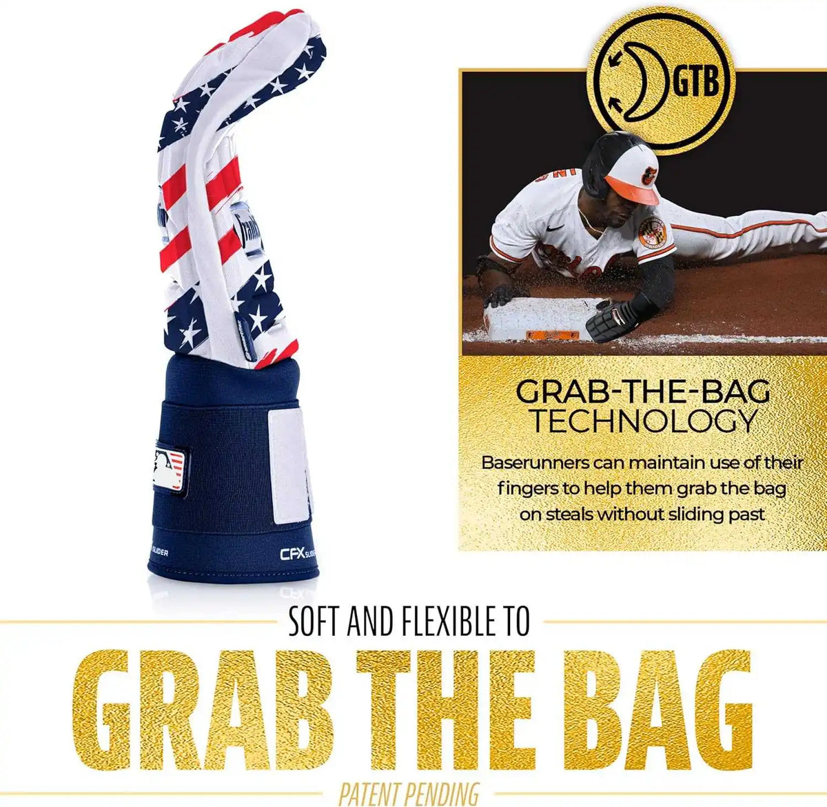 Franklin Cfx Prt Protective Sliding Mitt - Usa - Navy Red / one Size Fits Most