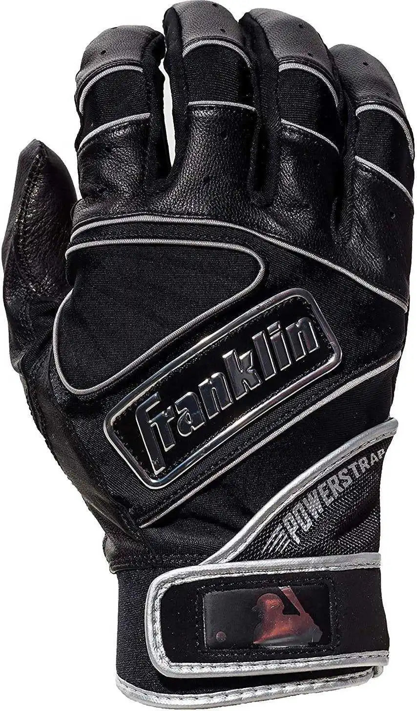Franklin Chrome Powerstrap Adult Batting Gloves - Black