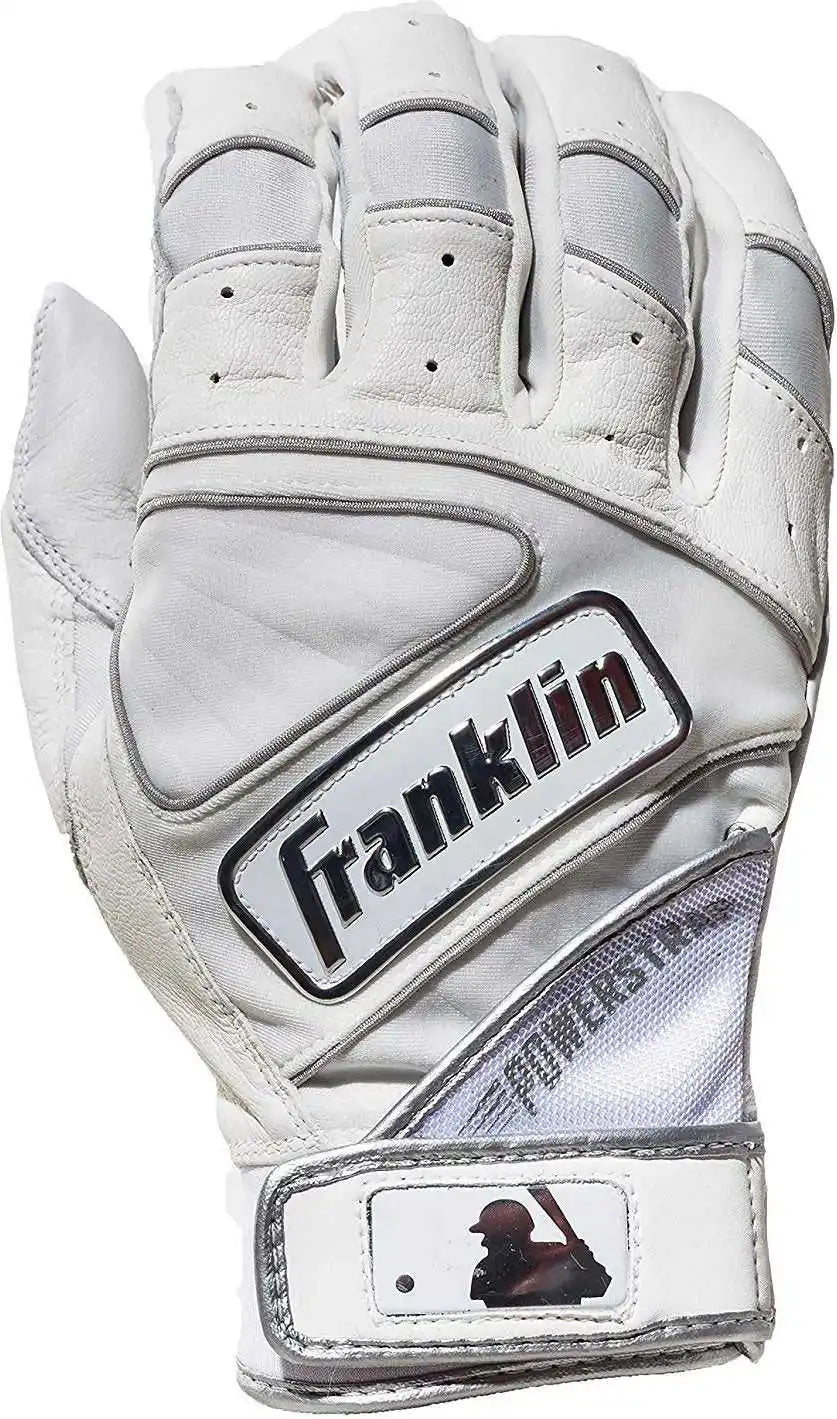Franklin Chrome Powerstrap Adult Batting Gloves - White