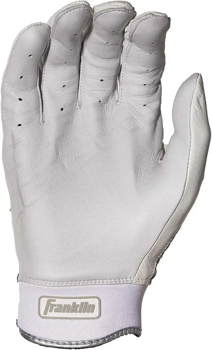 Franklin Chrome Powerstrap Adult Batting Gloves - White