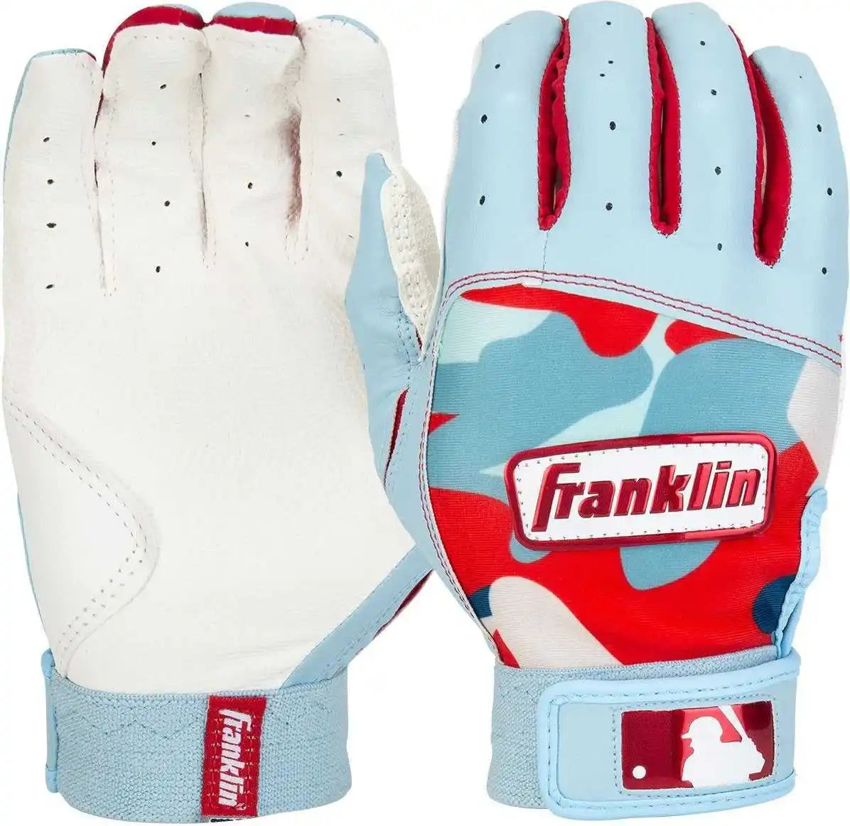 Franklin Digitek Adult Batting Gloves - Carolina Blue Red Camo