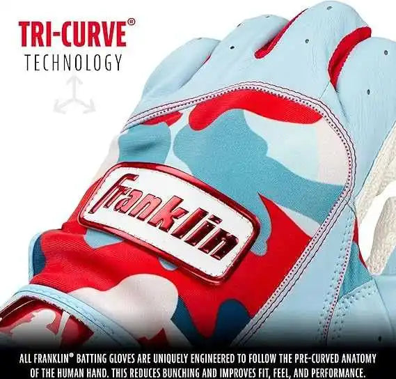 Franklin Digitek Adult Batting Gloves - Carolina Blue Red Camo