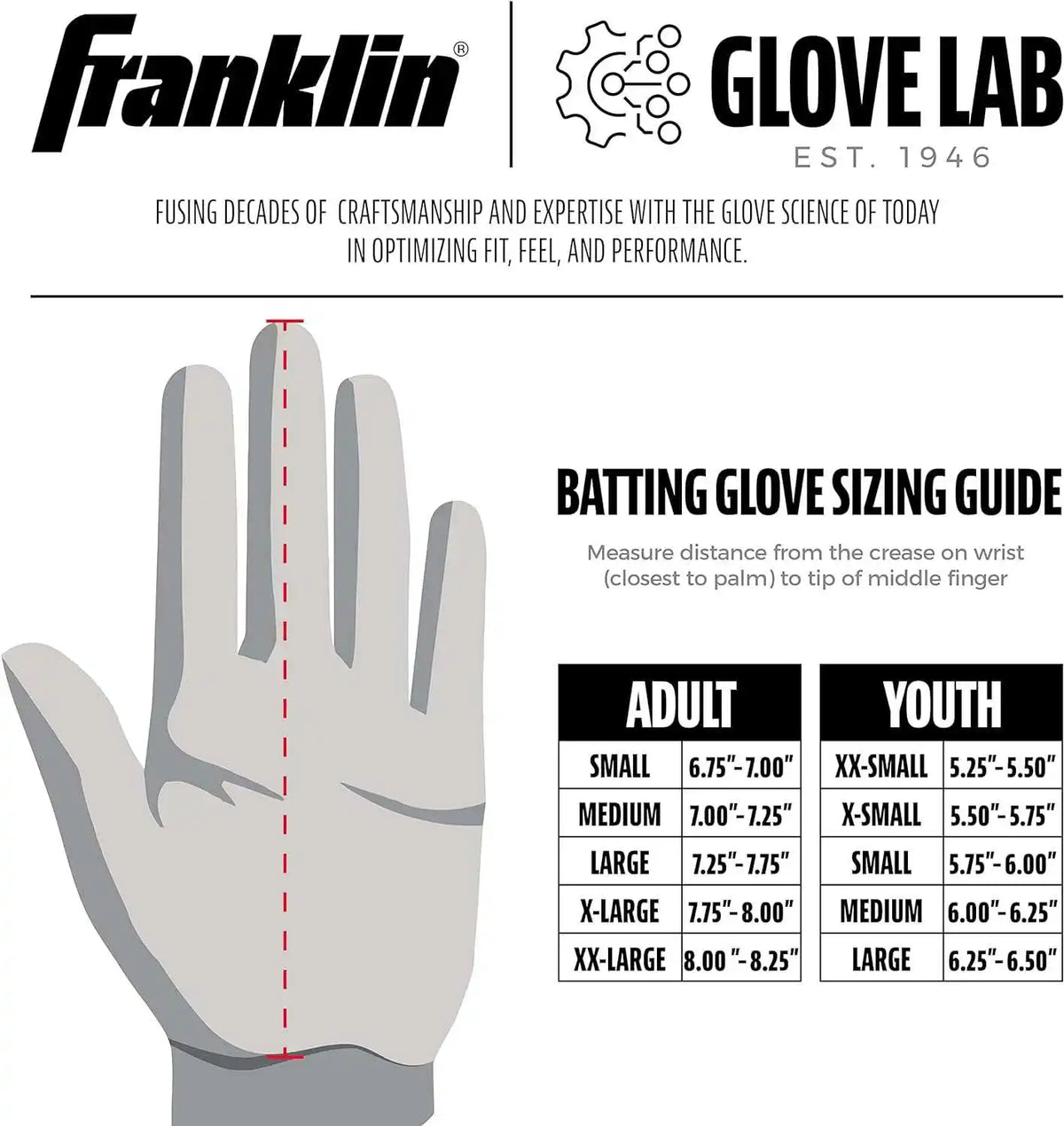 Franklin Digitek Youth Batting Gloves - Usa