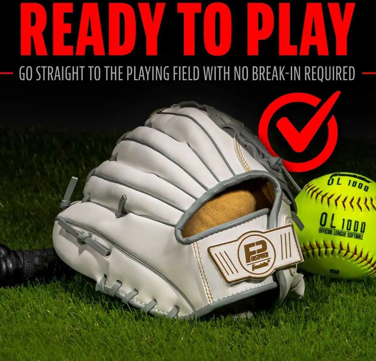 Franklin Field Master 10.50’’ Fastpitch Utility Glove - White Gray - Right