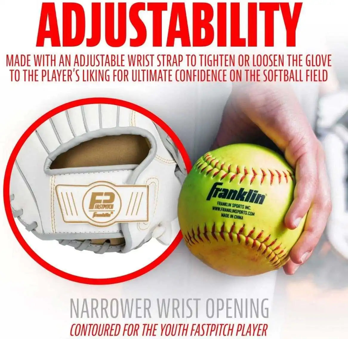 Franklin Field Master 12.00’’ Fastpitch Utility Glove - White Gray