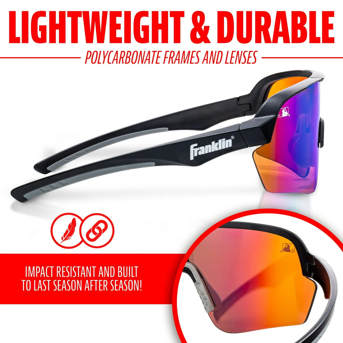 Franklin Mlb Baseball Pro Sunglasses 24012 - Cotton Candy - one Size Fits Most