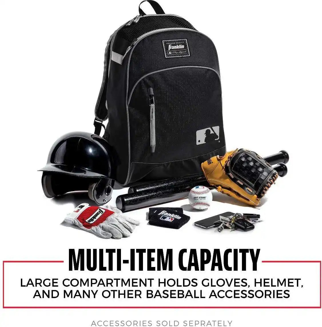 Franklin Mlb Baseball Softball Batpack Bag - Black Gray