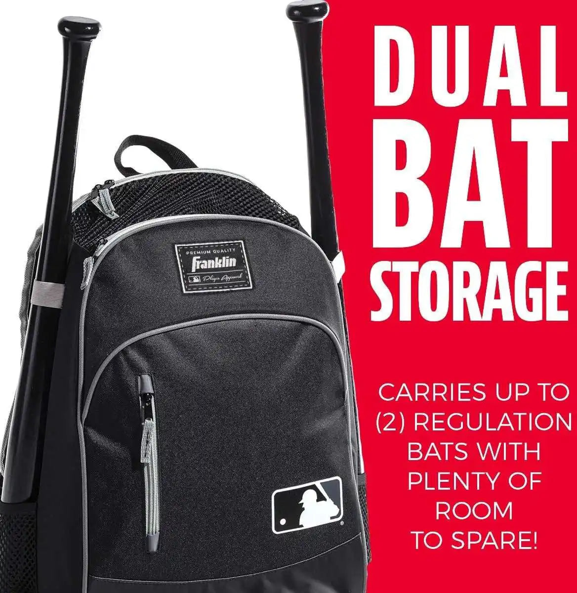 Franklin Mlb Baseball Softball Batpack Bag - Black Gray