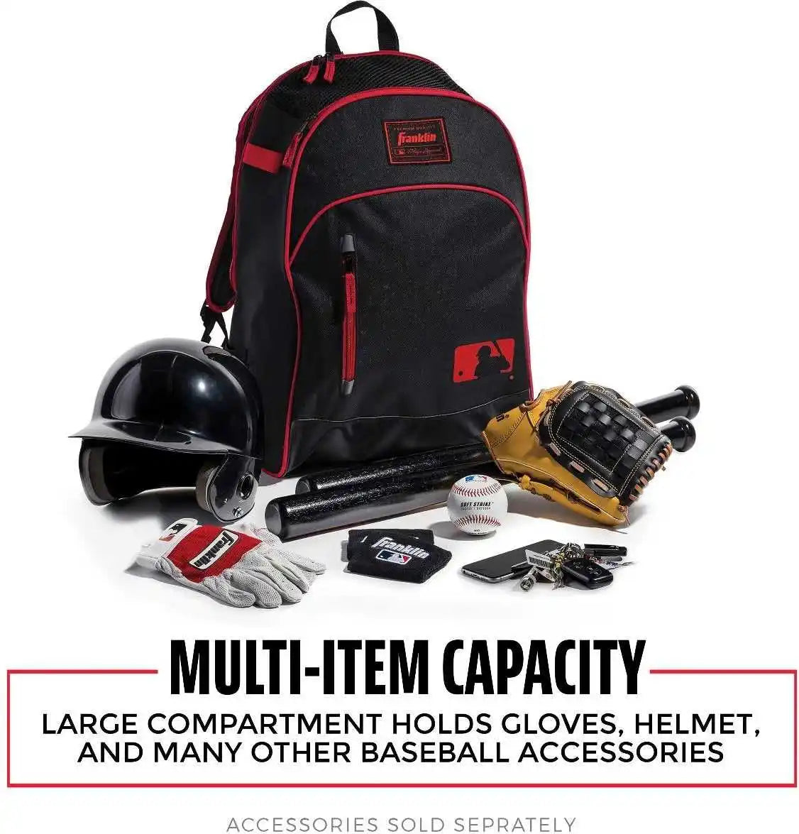 Franklin Mlb Baseball Softball Batpack Bag - Black Red