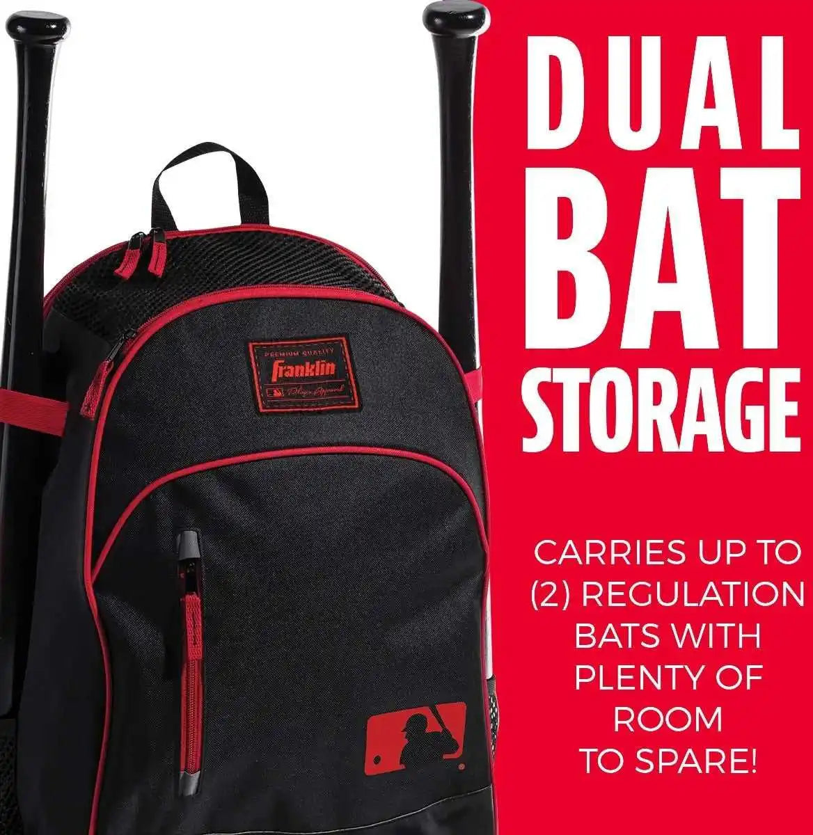 Franklin Mlb Baseball Softball Batpack Bag - Black Red