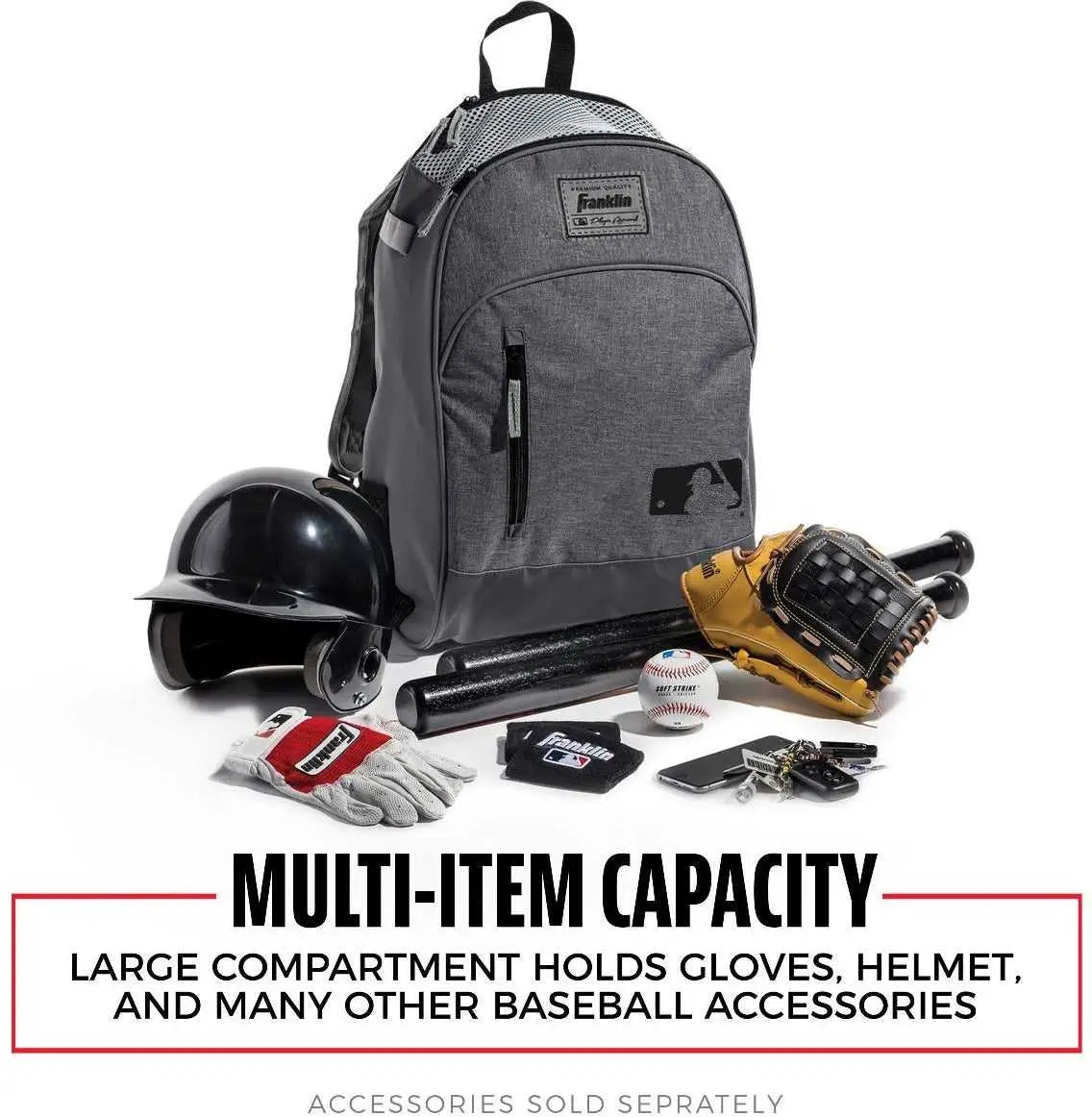 Franklin Mlb Baseball Softball Batpack Bag - Heather Gray