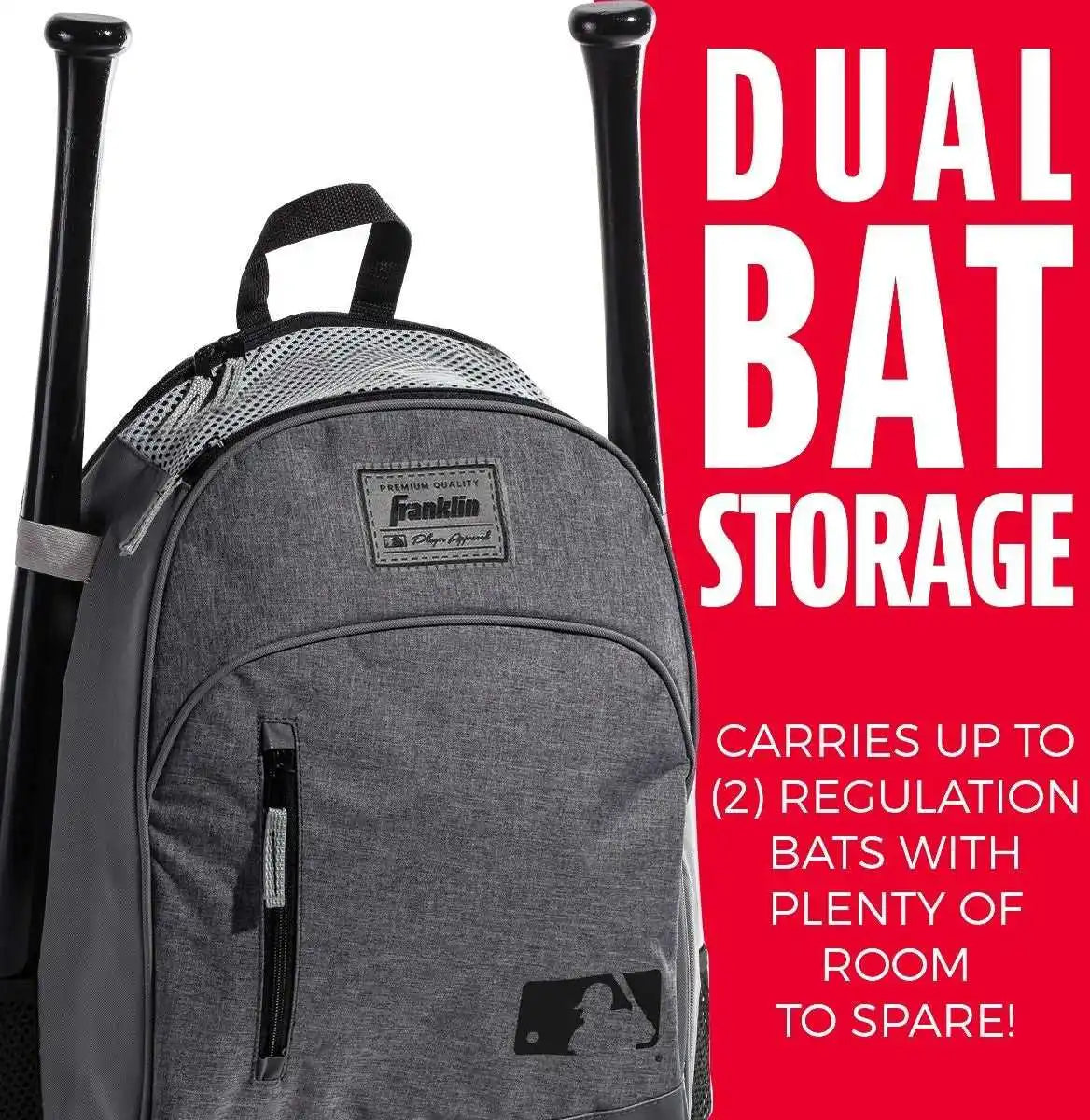 Franklin Mlb Baseball Softball Batpack Bag - Heather Gray
