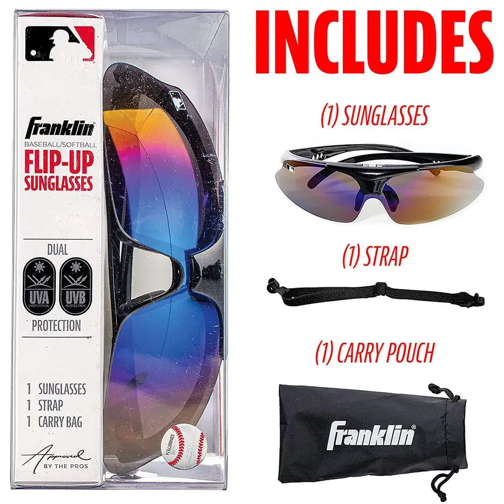 Franklin Mlb Deluxe Flip-up Sunglasses 19180 - Black - one Size Fits Most