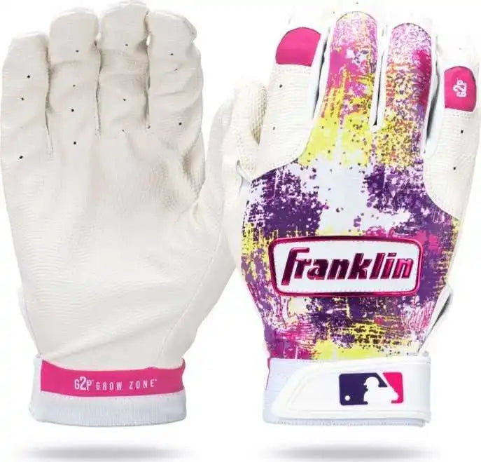 Franklin Mlb Teeball Grow 2 Pro Batting Gloves - White Neon Pink
