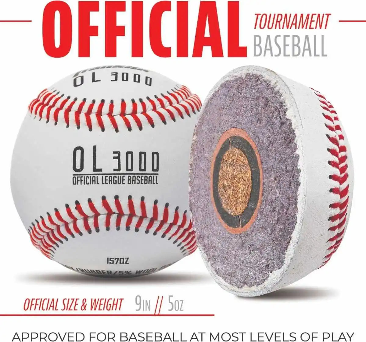 Franklin Ol3000 Tournament Baseballs (1 Ball) - White