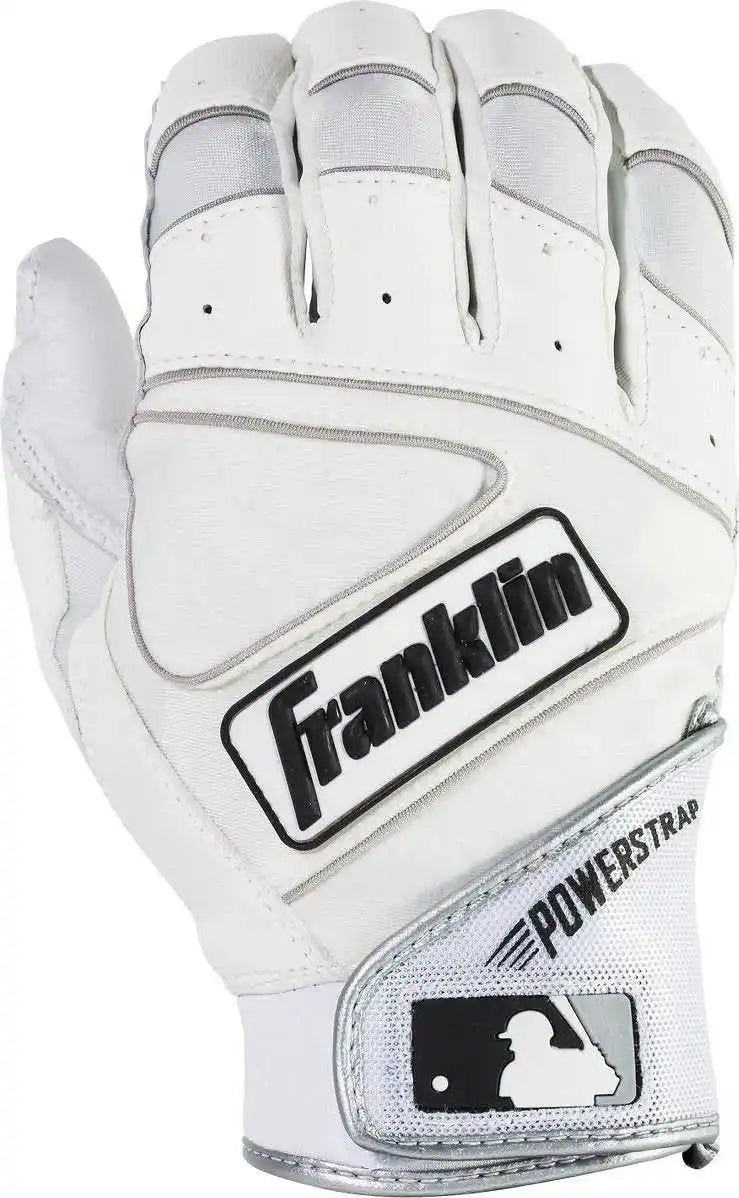 Franklin Powerstrap Adult Batting Gloves - Pearl White