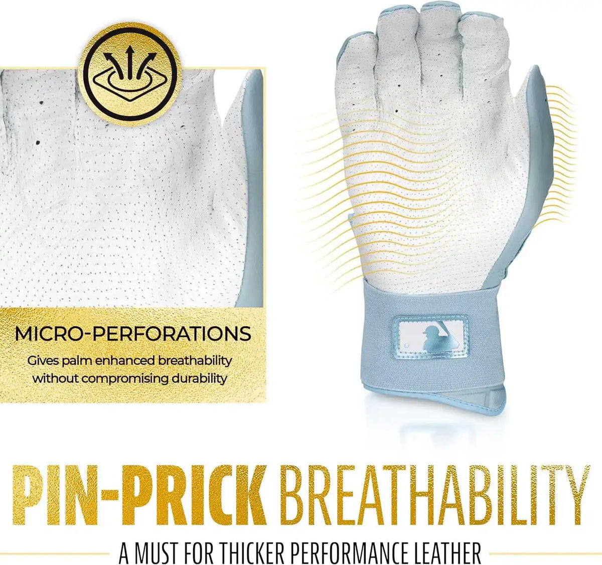 Franklin Powerstrap Hi-lite Infinite Series Batting Gloves - Carolina Blue