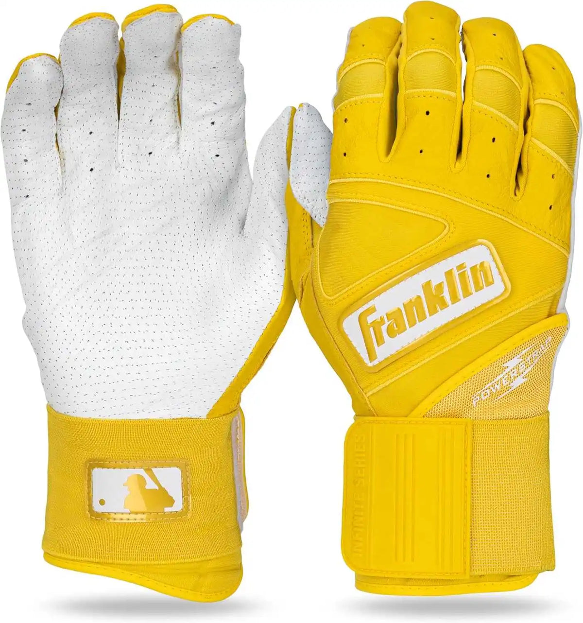 Franklin Powerstrap Infinite Series Adult Batting Gloves - Yellow White