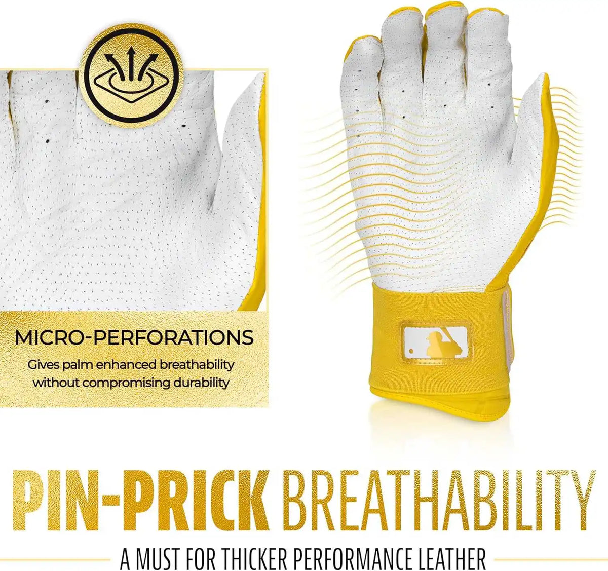 Franklin Powerstrap Infinite Series Adult Batting Gloves - Yellow White