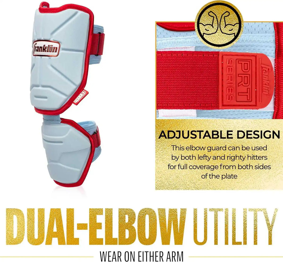 Franklin Prt Protective Adult Batter’s Elbow Guard - Columbia Blue Red
