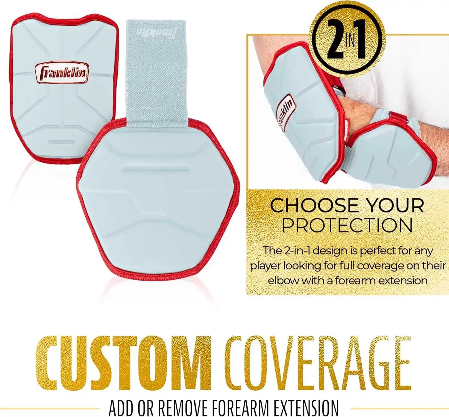 Franklin Prt Protective Adult Batter’s Elbow Guard - Columbia Blue Red