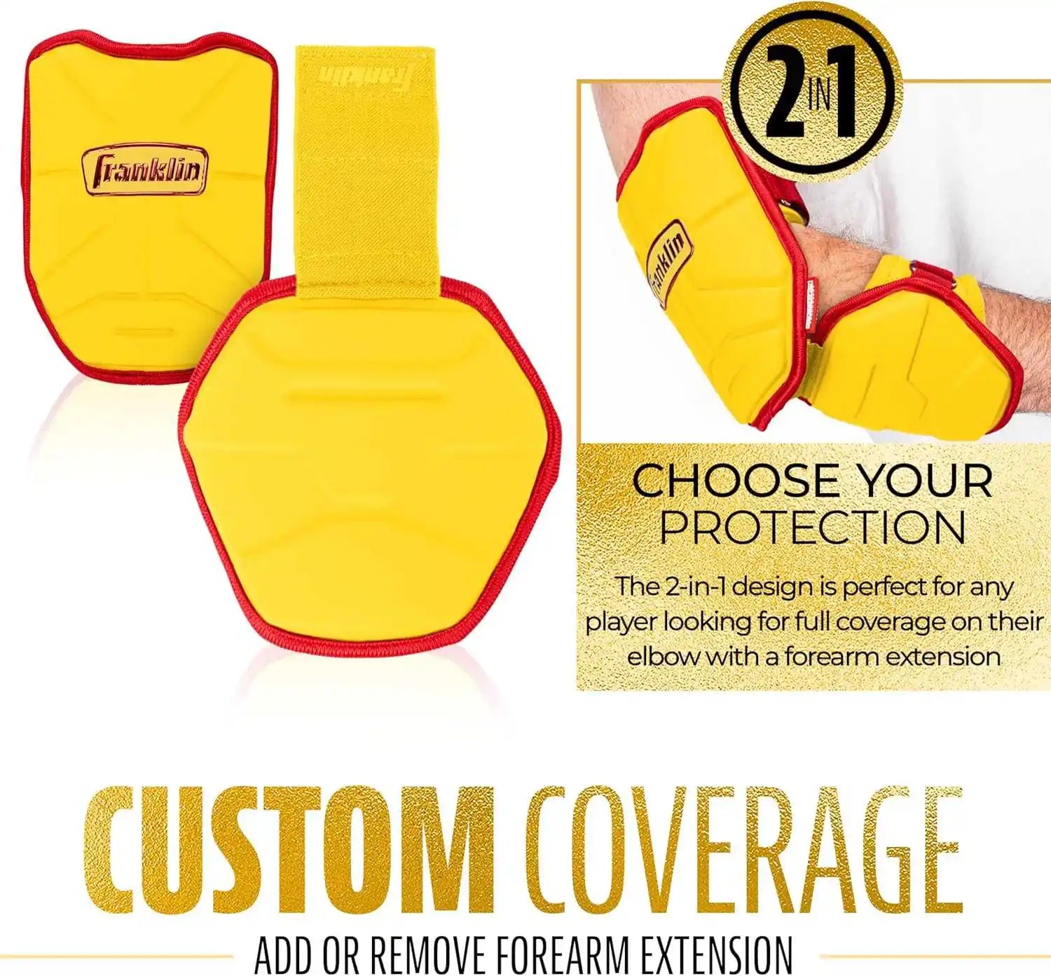 Franklin Prt Protective Adult Batter’s Elbow Guard - Yellow Red