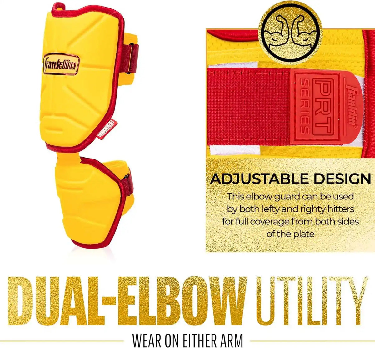 Franklin Prt Protective Adult Batter’s Elbow Guard - Yellow Red