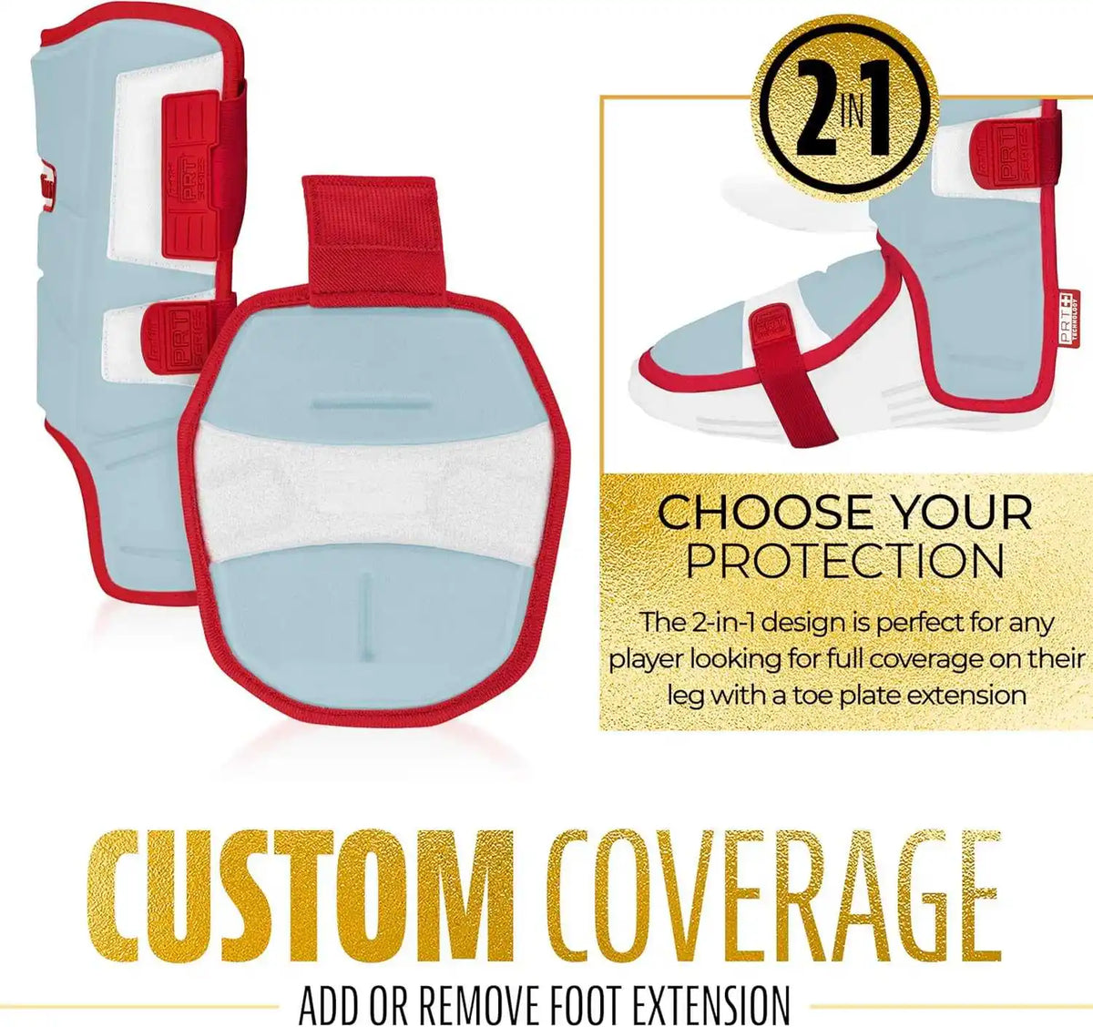 Franklin Prt Protective Adult Batter’s Leg Guard - Columbia Blue Red
