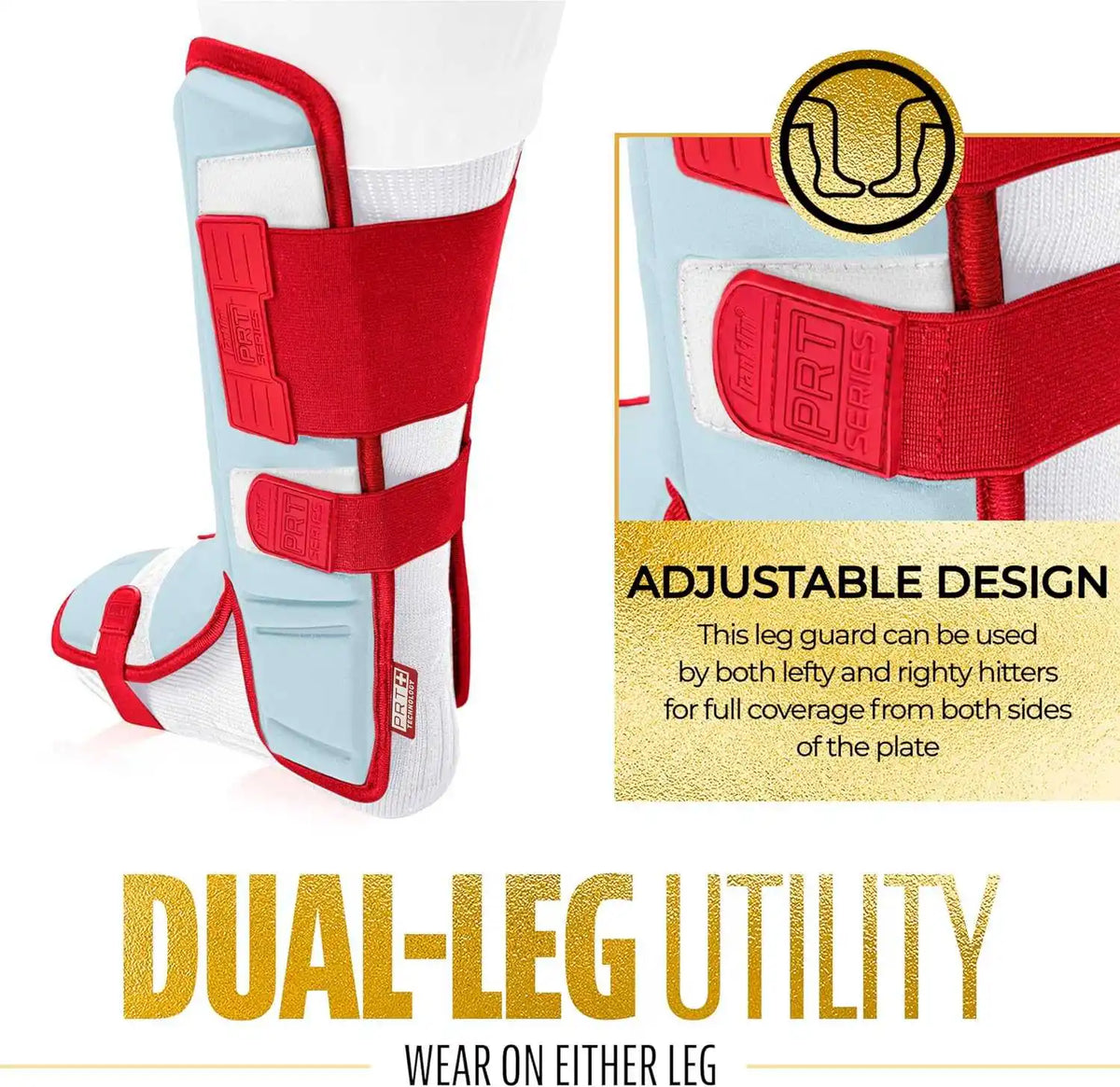 Franklin Prt Protective Adult Batter’s Leg Guard - Columbia Blue Red