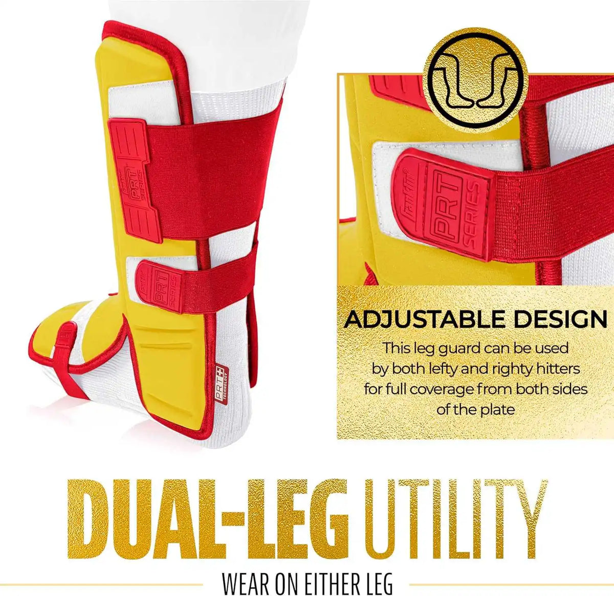Franklin Prt Protective Adult Batter’s Leg Guard - Yellow Red