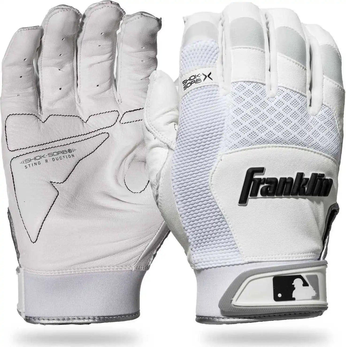 Franklin Shok-sorb x Adult Batting Gloves - White Chrome