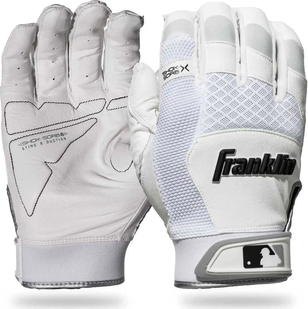 Franklin Shok-sorb x Youth Batting Gloves - White Chrome