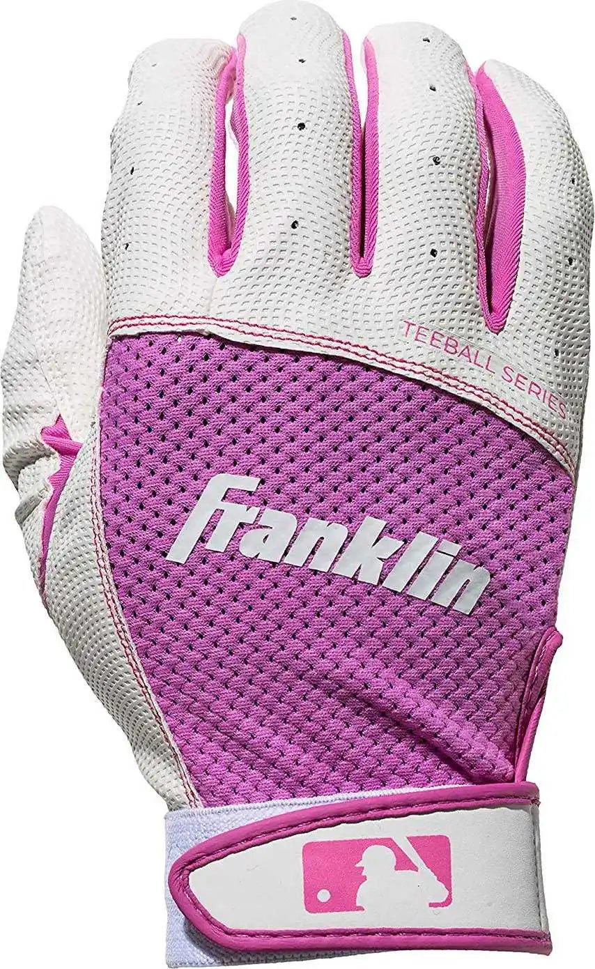 Franklin Teeball Flex Series Batting Gloves - White Pink