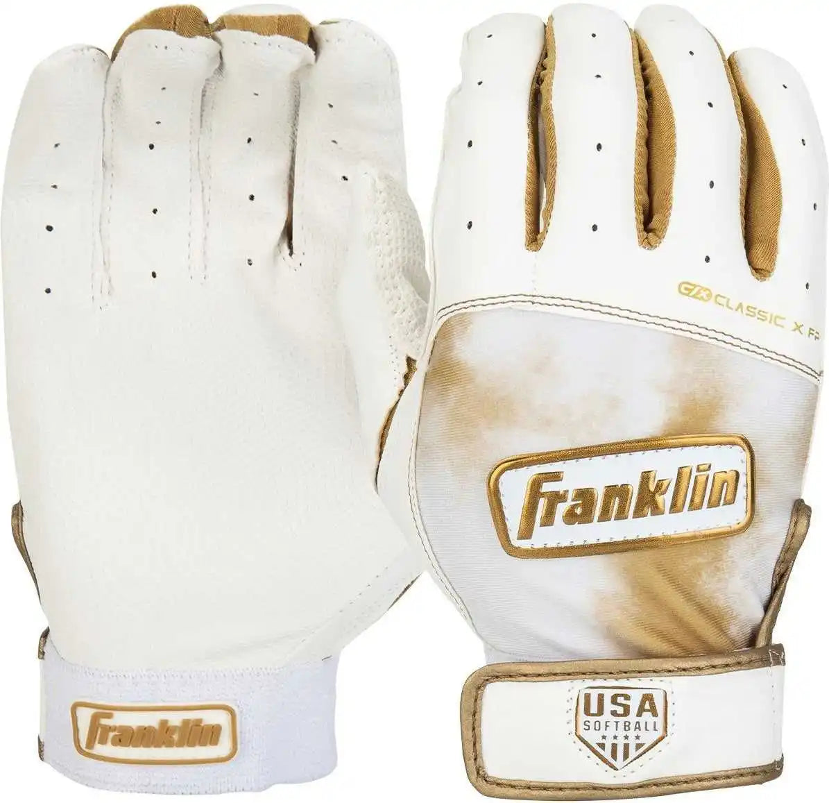 Franklin Usa Classic x Fastpitch Girls Batting Glove - White Gold