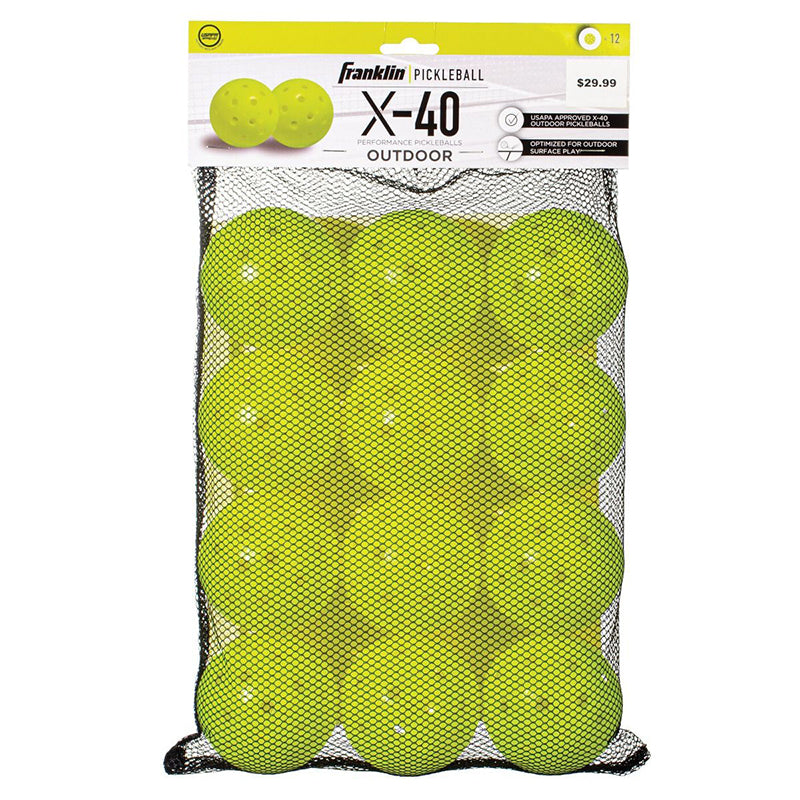 Franklin X-40 Outdoor Pickleballs (12x) - Yel / Os