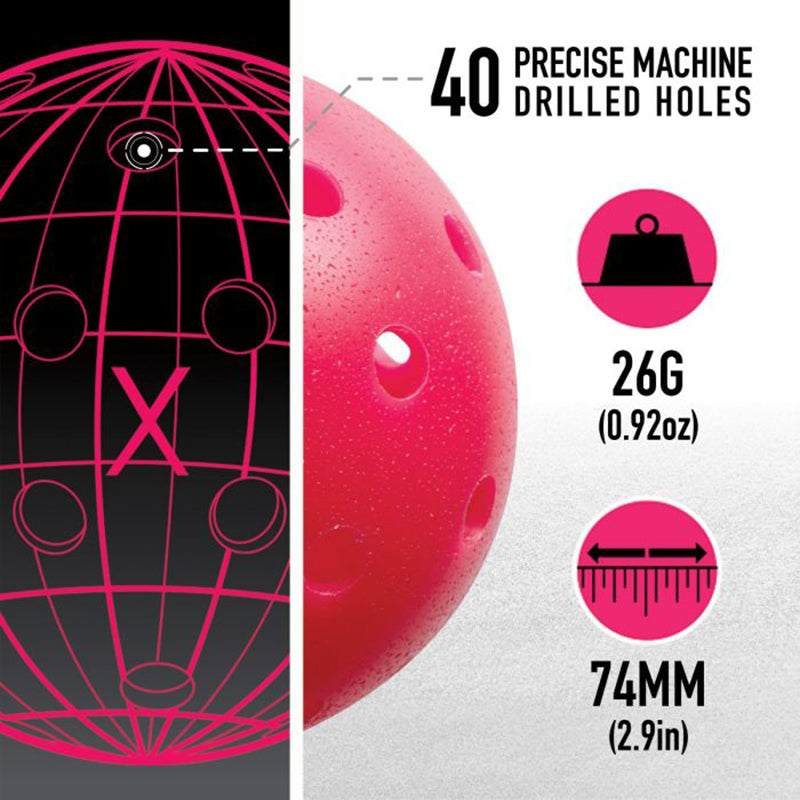 Franklin X-40 Outdoor Pickleballs (3x) (pink) - Pnk / Os