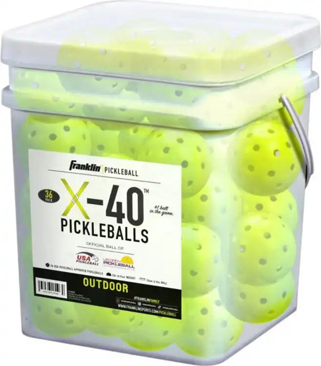 Franklin X-40 Outdoor Pickleballs Bucket 36x Optic Yellow