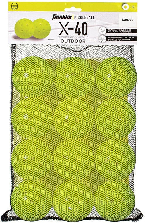 Franklin X-40 Pickleballs (12x) (optic Yellow) - Yellow
