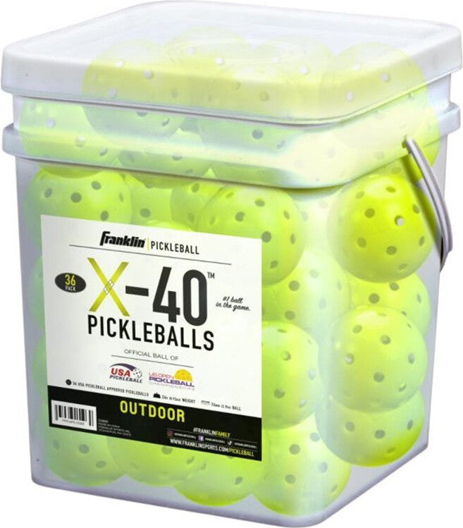 Franklin X-40 Outdoor Pickleballs Bucket 36x Optic Yellow - Yellow - HIT a Double