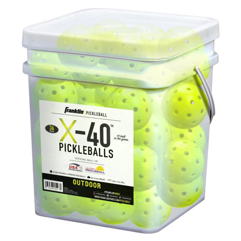 Franklin X-40 Outdoor Pickleballs Bucket 36x Optic Yellow - Yellow - HIT a Double