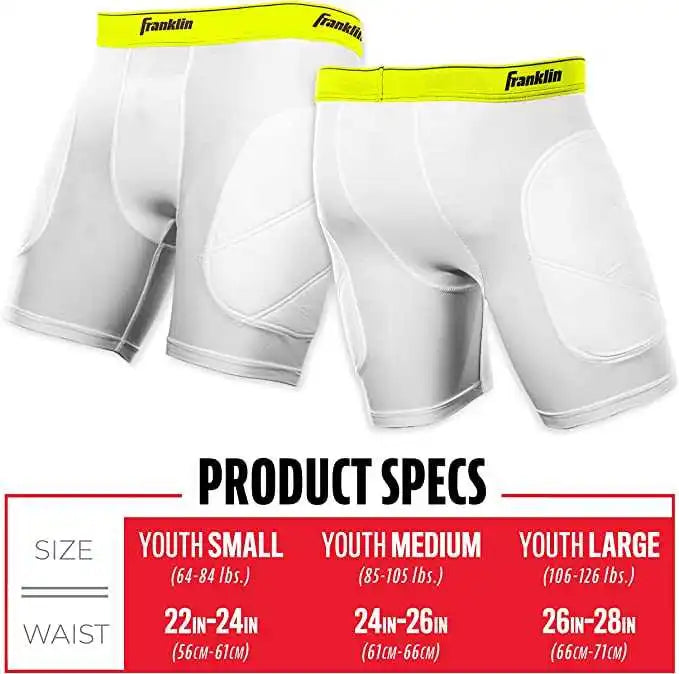 Franklin Youth Baseball Sliding Shorts - White
