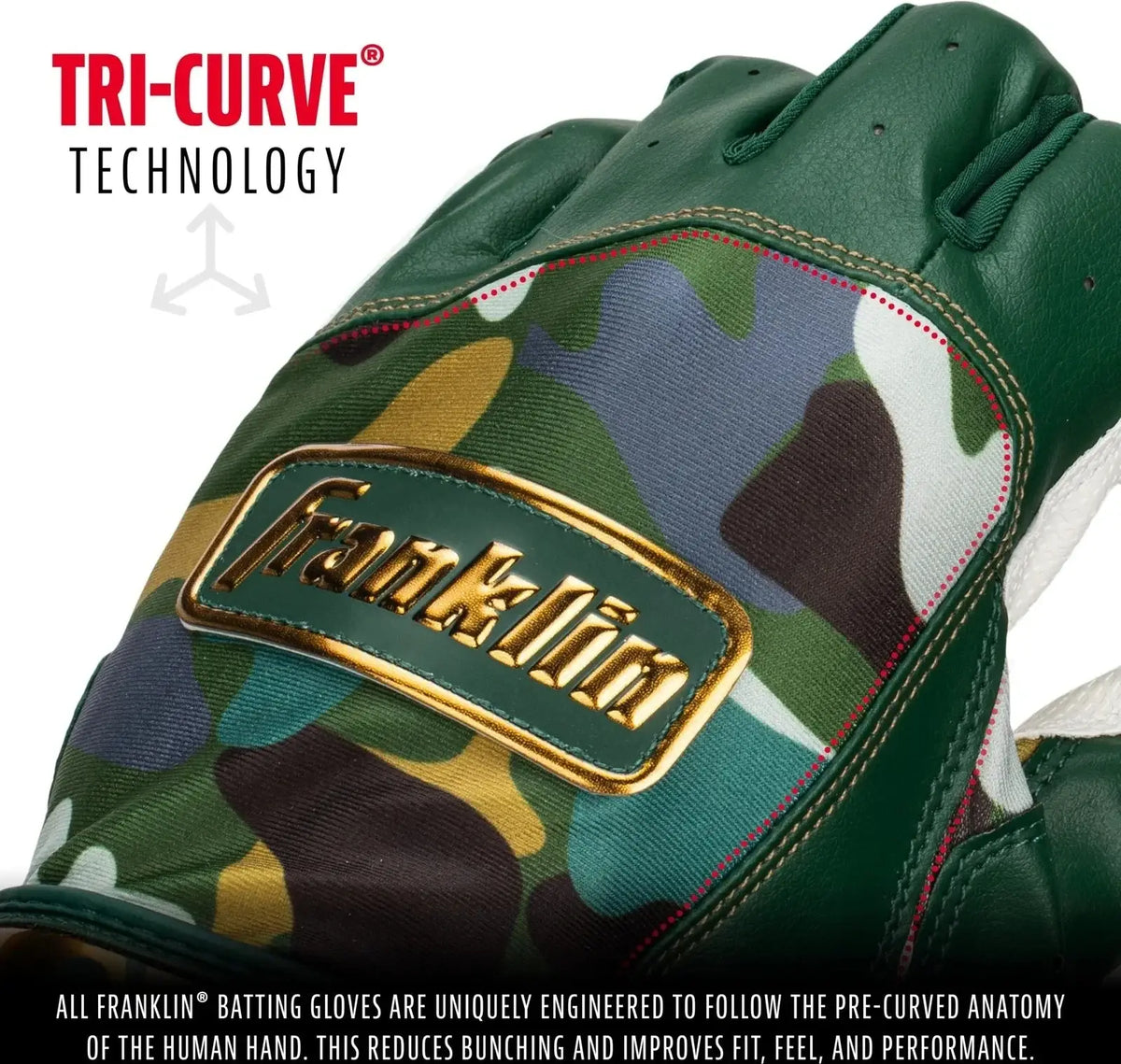 Franklin Youth Digitek Batting Gloves - Forest Green White