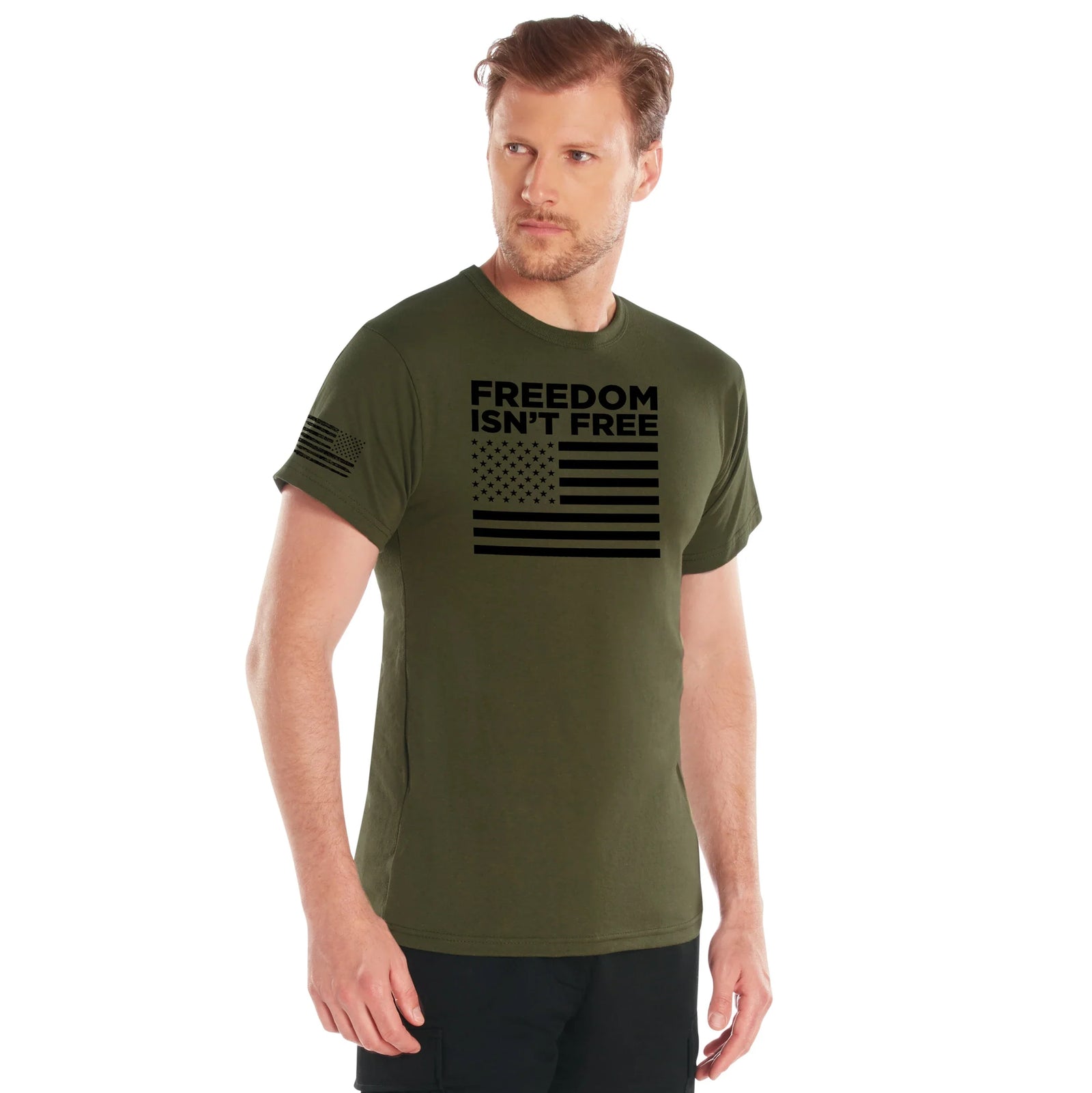 Freedom Isn’t Free Flag T-shirt - Olive Drab / s
